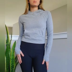 Lululemon Grey Fitted Running Sweatshirt with Hood and Pocket
